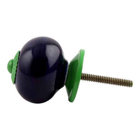 Navy Blue Round Green Fitting Ceramic Knob